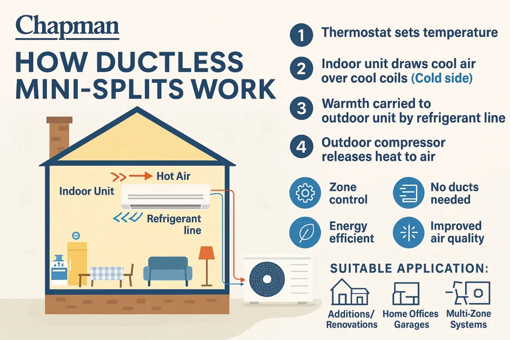 how ductless mini splits work chapman branded infographic